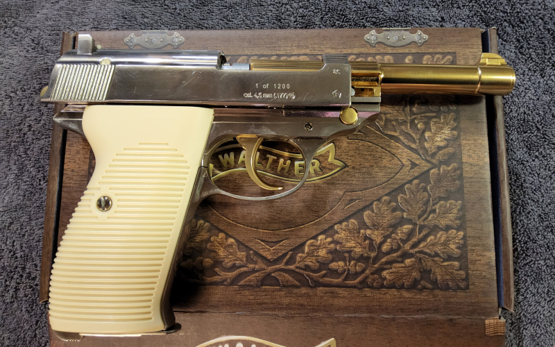 Walther P38 CO2 Pistole 4,5mm Limited Edition, Gold/Nickel, Blow-Back, 4,5mm Stahl BB, – Bild 3