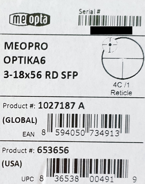 Neuware vom Fachhandel - Meopta Optika6 3-18x56 RD SFP Absehen 4C mit Leuchtpunkt – Bild 6