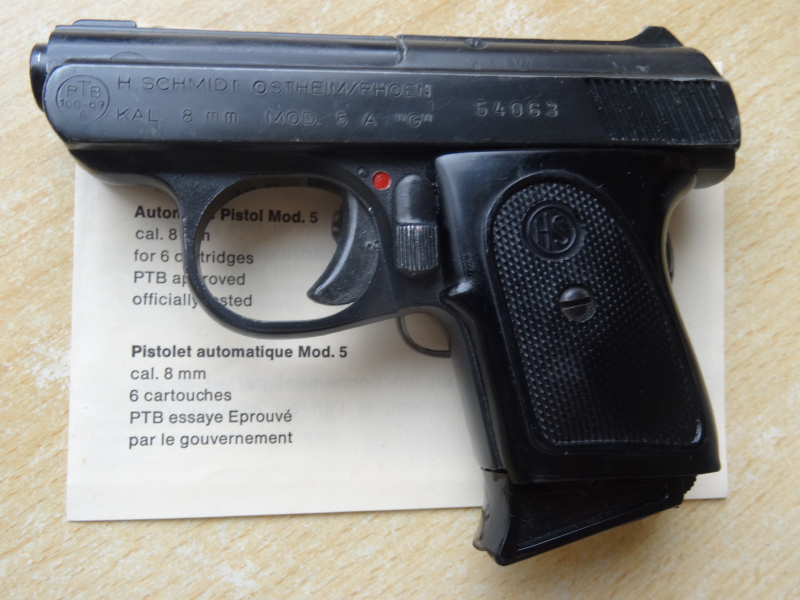 Rarität-Pistole HS-Mod.5 A-G Kal 8mm-PTB 100-69 – Bild 2