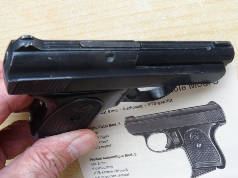 Rarität-Pistole HS-Mod.5 A-G Kal 8mm-PTB 100-69 – Bild 5