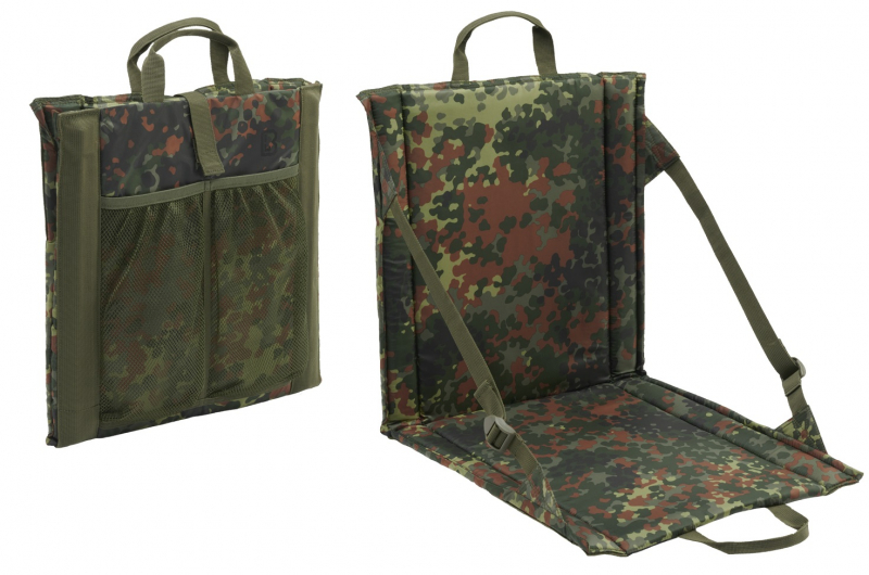 Faltsitz mit Tragegriff + Netztasche für 2 Getränkeflaschen - BW Flecktarn – Bild 1