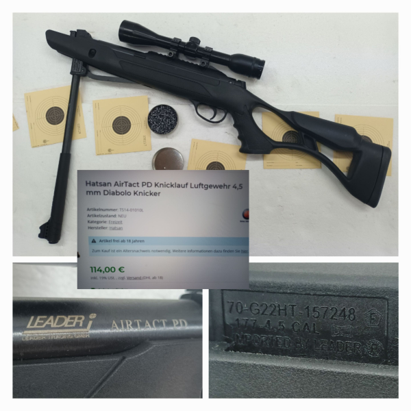 Hatsan Luftgewehr SET *** Kal.4,5mm (.177) + ZIELFERNROHR + MONTAGE Material + Munition + Karten !!! – Bild 4