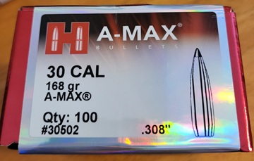 100 St.Hornady Geschosse.30(.308Dia)-168-A-Max-Match-#30502 – Bild 1