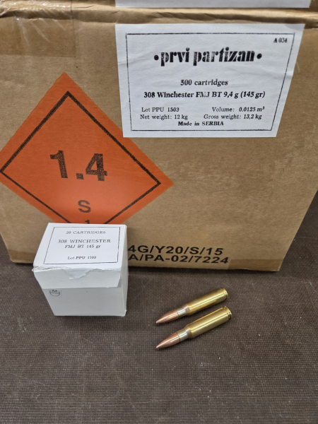 .308/145Win FMJBT Patronen PPU 500 Stk. A-034 – Bild 1