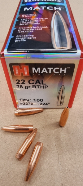 .22/.224/75grs. BTHP Hornady 100 stk #2279# – Bild 1