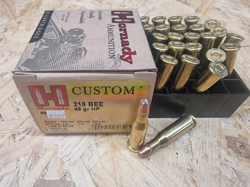 .218 BEE Hornady Custom/45grs HP 25stk. No. 8307 – Bild 1