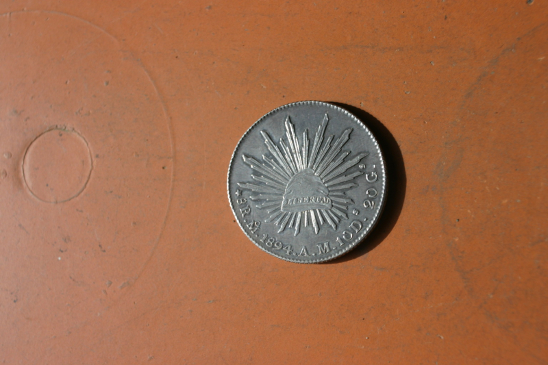 Silbermünze 8 Reales Mexico v 1894 – Bild 1