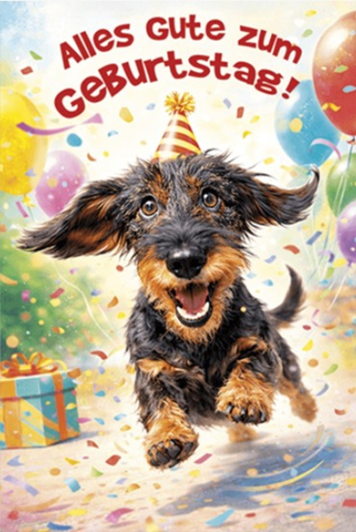 3 x Geburtstagskarte Dackel - Alles Gute zum Geburtstag – Bild 1