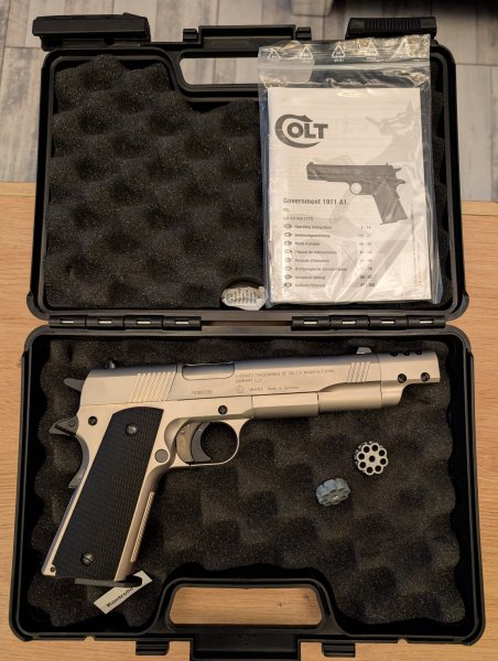 Colt government 1911 A1 CO2 Pistole 4,5 mm Diabolo, Nickel – Bild 2