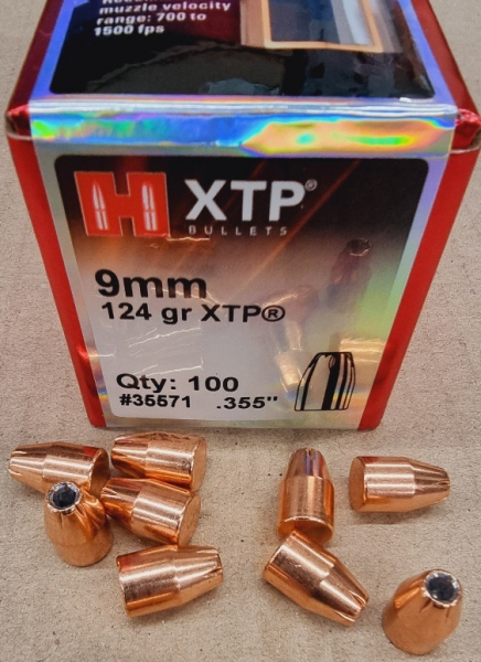 9mm/.355/124grs Hornady XTP Geschosse No.3557 100 stk. – kuva 1