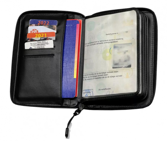 DAA LEDER Dokumentenmappe > ETUI für Jagdschein WBK EFWP Feuerwaffenpass | BLACK / Schwarz | 13x18cm – Bild 1
