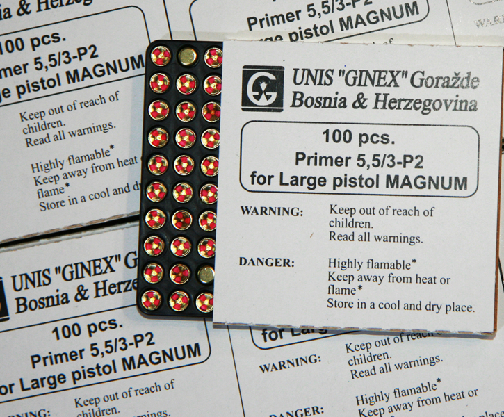 100St. | 100x GINEX Zündhütchen Large Pistol Magnum 5,5/3-P2 LPM L.P.M.> ähnl. CCI #350 Federal #155 – Bild 1