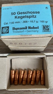 RWS Geschosse Kegelspitz Kal .30 / 165 gr – Bild 1