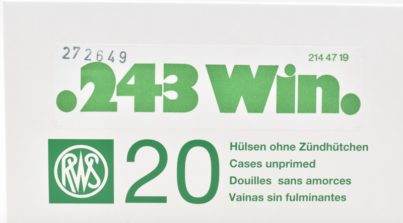 20 RWS Hülsen Kaliber .243 Winchester – Bild 1