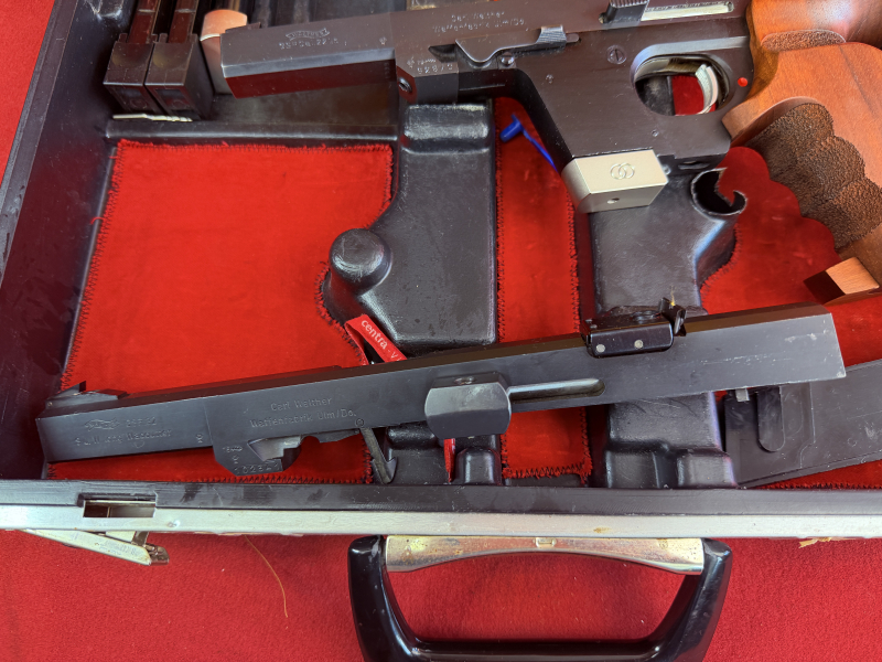 Walther GSP .22LR und Wechsellauf .32S&W, 4x Magazin, Hülsenfänger, Koffer u. Zubehör – Bild 3