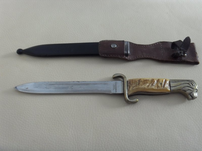 Jagdmesser F.M. Mattsson AB, Mora Sweden 1950 Löwen Kopf Parade Uniform Messer – Bild 1