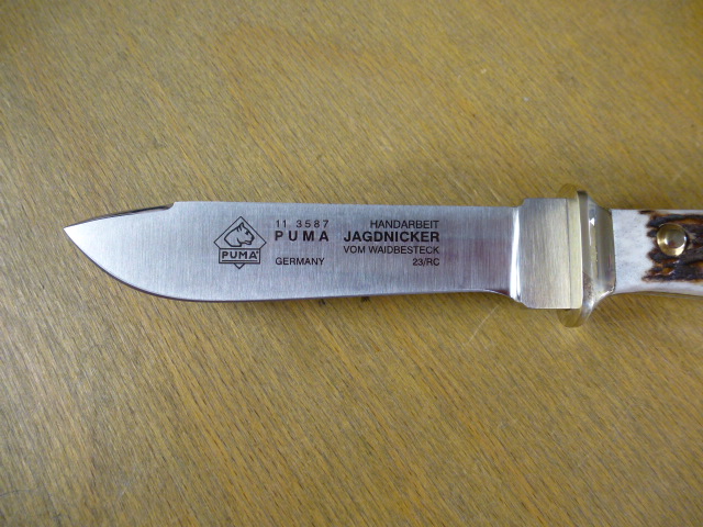 Puma Messer - Jagdnicker - Nr. 11 3587 - Griffschalen aus Hirschhorn - Lederscheide in OVP – Bild 4