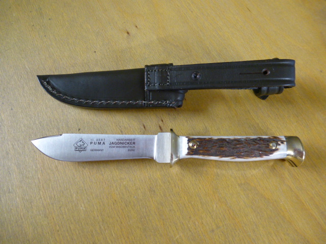 Puma Messer - Jagdnicker - Nr. 11 3587 - Griffschalen aus Hirschhorn - Lederscheide in OVP – Bild 3