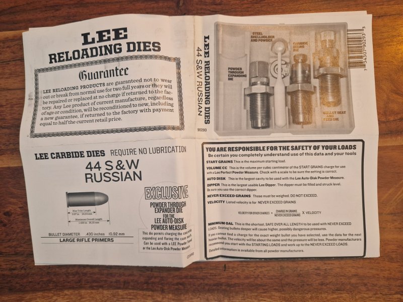 LEE MATRITZEN 3-DIE CARBIDE SET . S&W RUSSIAN – Bild 2