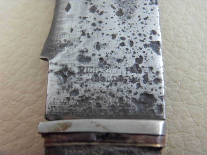 Jagdmesser WWII ? , Rich. Abr.Herder , Scheide Defekt ,38,5 cm, Zum Restaurieren – Bild 3