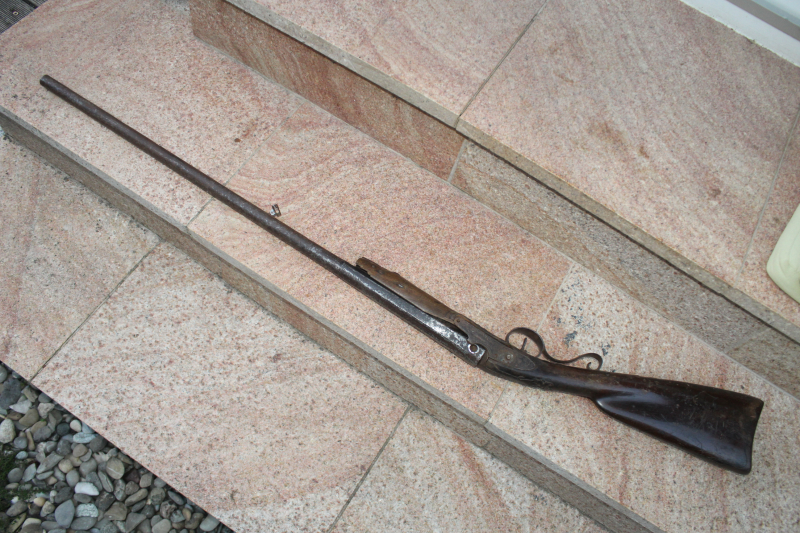 VORDERLADER FLINTE VORDERLADER GEWEHR TEILETRÄGER STEINSCHLOSS ?? SEHR ALT – Bild 4