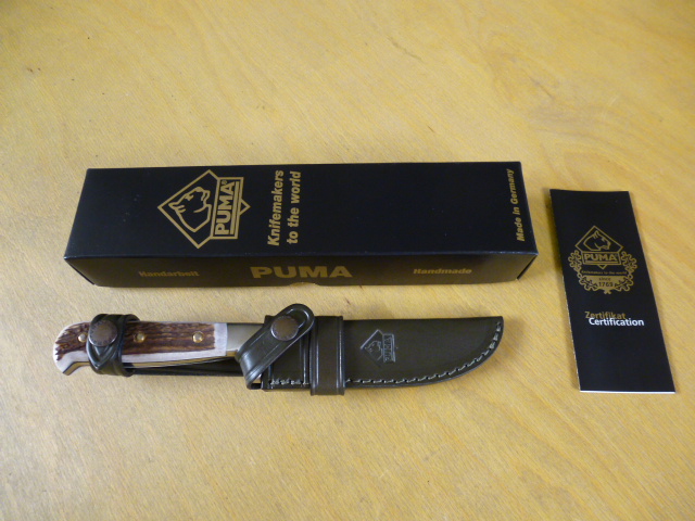 Puma Messer - Jagdnicker - Nr. 11 3590 - Griffschalen aus Hirschhorn - Lederscheide in OVP – Bild 1