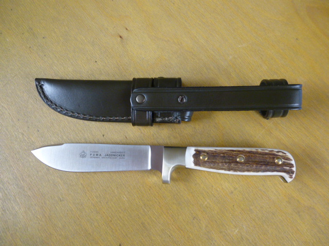 Puma Messer - Jagdnicker - Nr. 11 3590 - Griffschalen aus Hirschhorn - Lederscheide in OVP – Bild 3