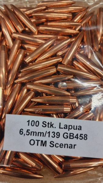 6,5mm/.264-139grs Lapua GB458 OpenTipMatch Scenar Geschosse 100 Stk. # SSZ Berka – Bild 1