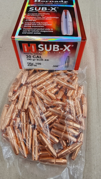 .308/.30-190grs Sub-X Hornady Geschosse 100 Stk. No. 30730# SSZ Berka – Bild 1