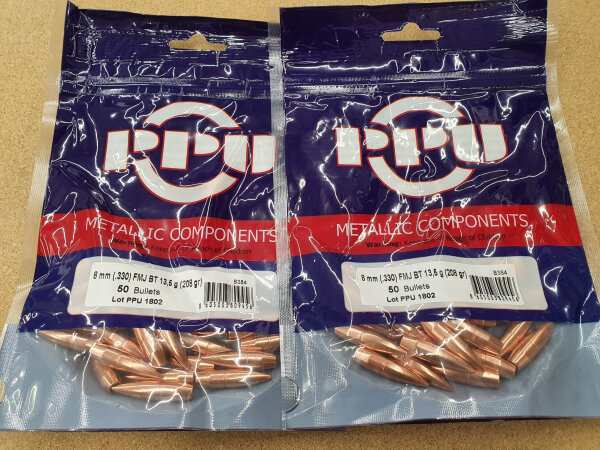 8mm für 8x56R/.330-208grs FMJ BT PPU Geschosse 100 Stk. B-384 # SSZ Berka – Bild 1