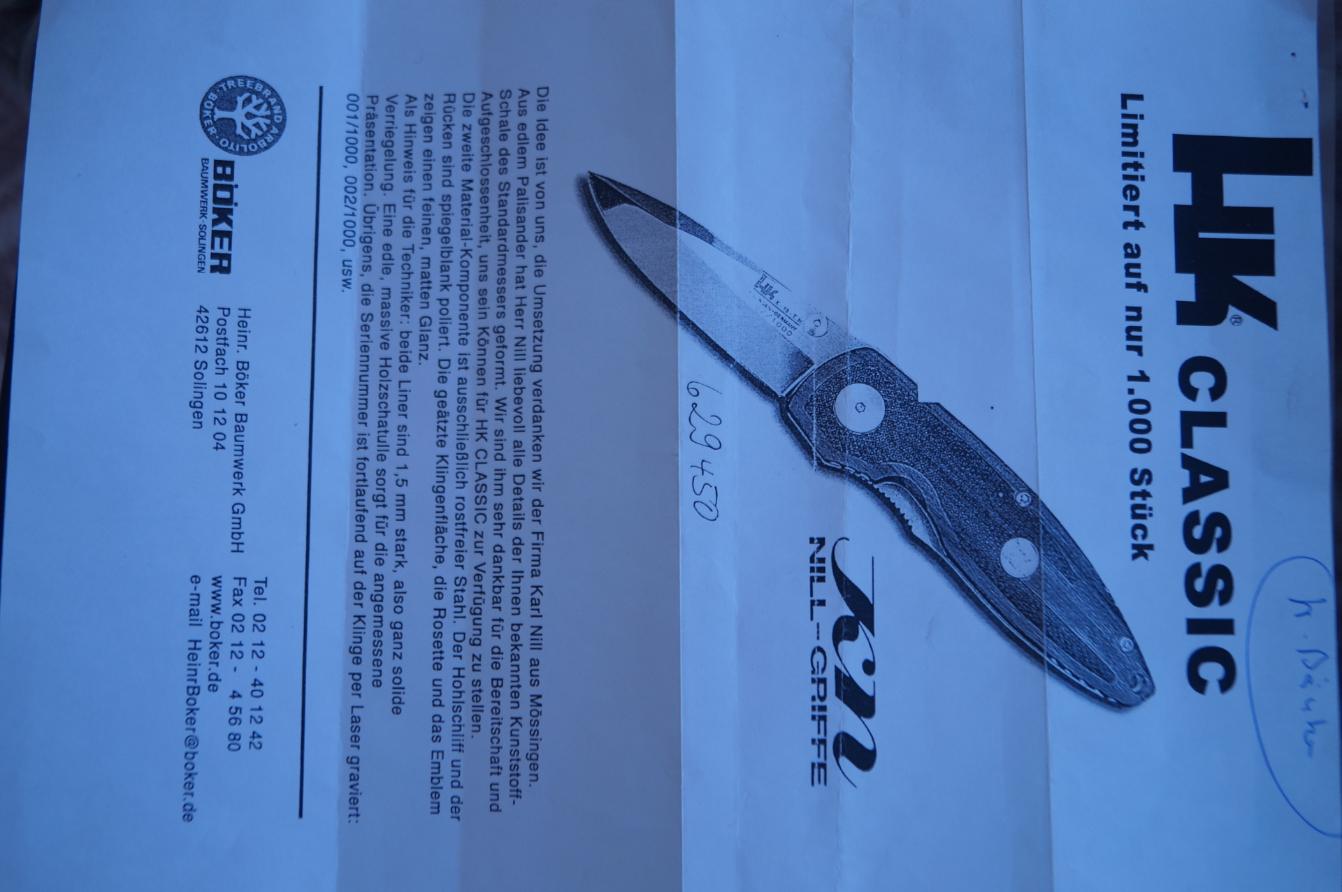 Sammler Messer HK Classic Limitiert 428/1000 – Bild 3