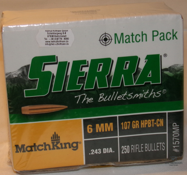 250St. SIERRA 6mm(.243Dia.) - 107 - HPBT-CN - MATCH KING -#1570MP - Versand ab 6,40€ – Bild 1