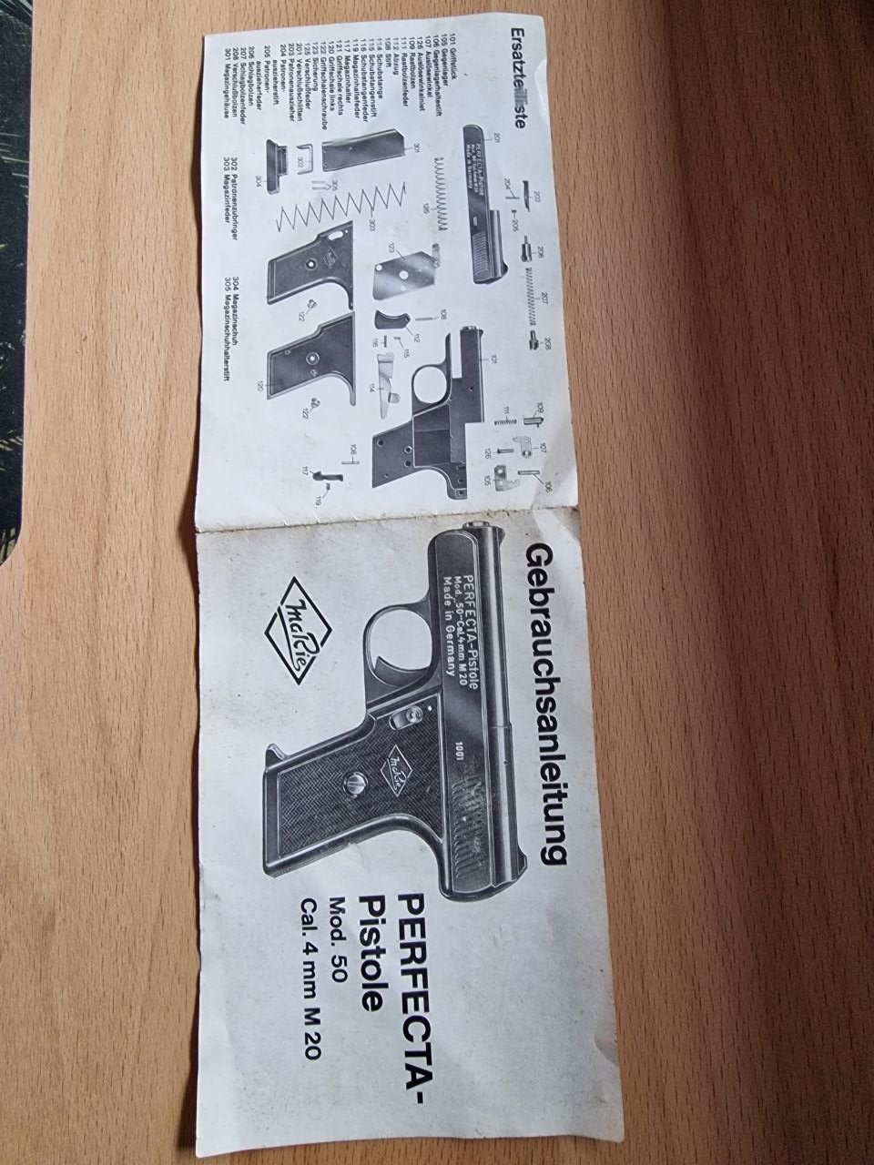 Bedienungsanleitung PERFECTA-Pistole Mod. 50 – Bild 1