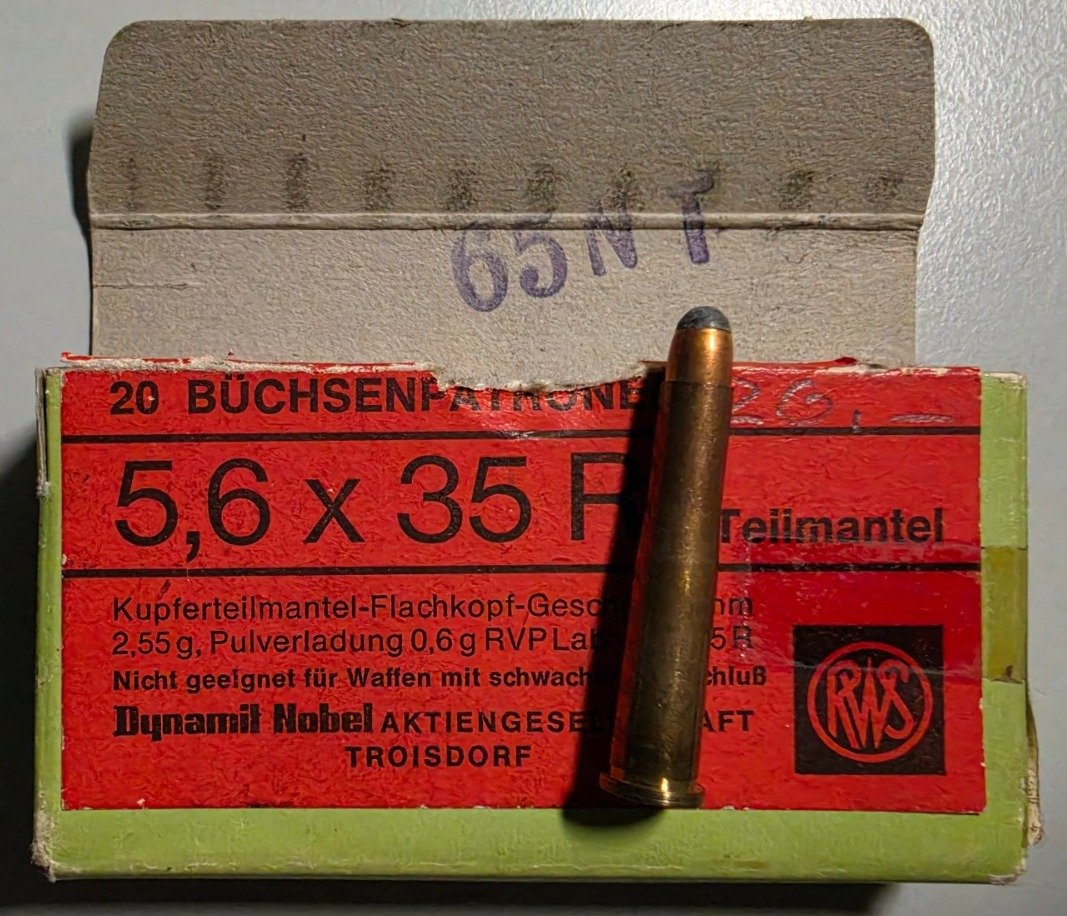 20 Schuss RWS 5,6 x 35 R Vierling in OVP (Sammler/Jäger, ca. 1965) – Bild 1