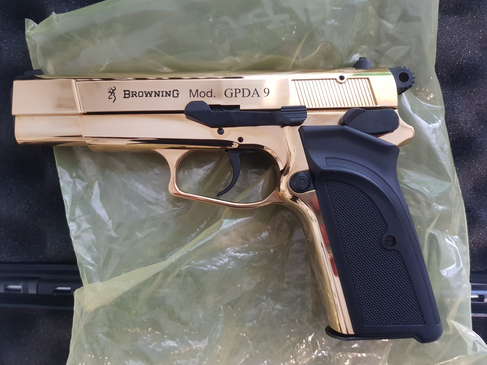 Browning GPDA 9 inkl. org. Zubehör 9 mm P.A.K., 24 Karat vergoldet + EXTRAS * NEU&OVP * – Bild 3