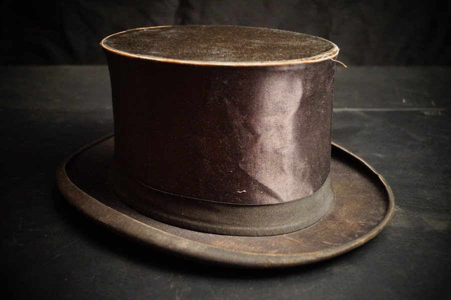 Antiker Chapeau Claque Zylinderhut „Drucklos KRUCO“ um 1920, Weimar – Bild 1