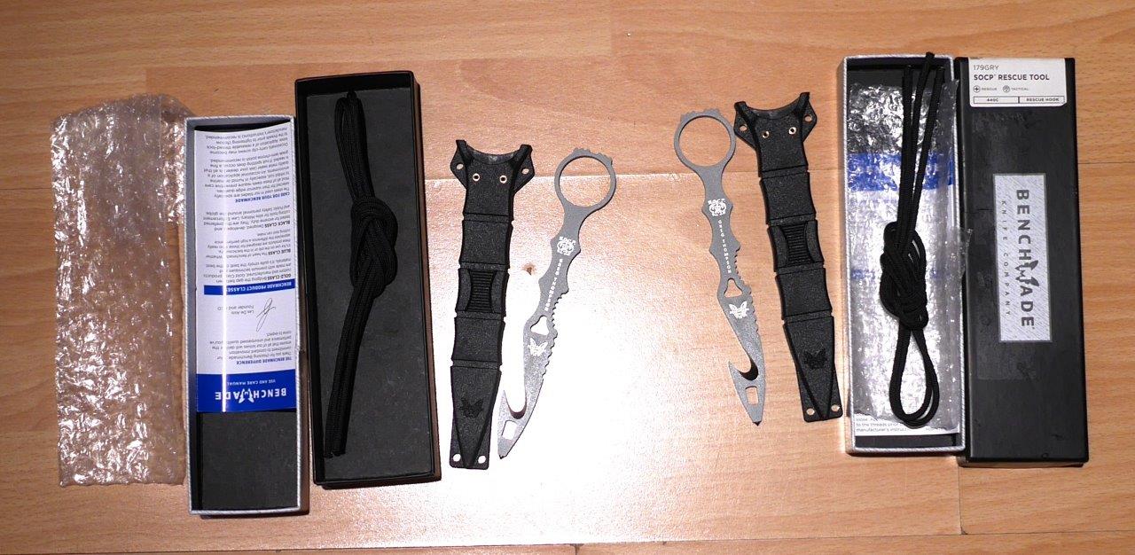 Neu: Benchmade SOCP, Zwei (2) Stück, Ringhals Rettungsmesser (aus den USA) mit Gurt Schneider, pp. – Bild 1