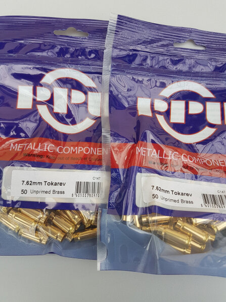 7,62 Tokarev Boxer-Hülsen PPU 50 Stk. #C-147# SSZ Berka – Bild 1