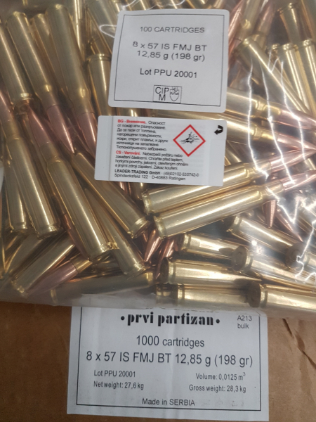 8x57 IS/198grs FMJBT PPU Bulk 100 Stk. A-213B #SSZ Berka – Bild 1