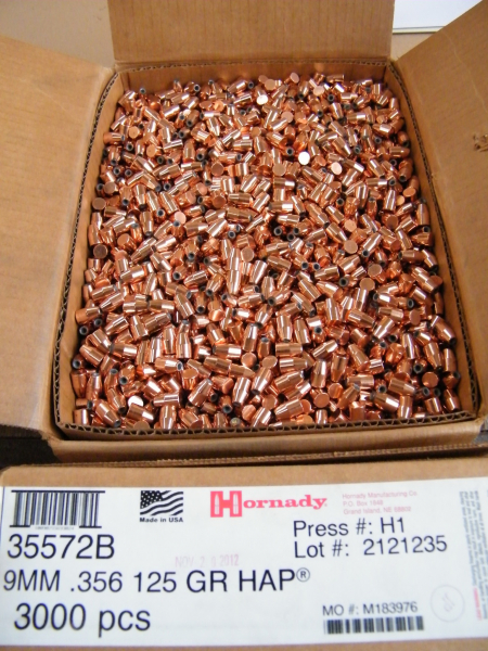 9mm/.356/125grs HAP Hornady Geschosse 500 stk lose!! #35572 # SSZ Berka – Bild 1