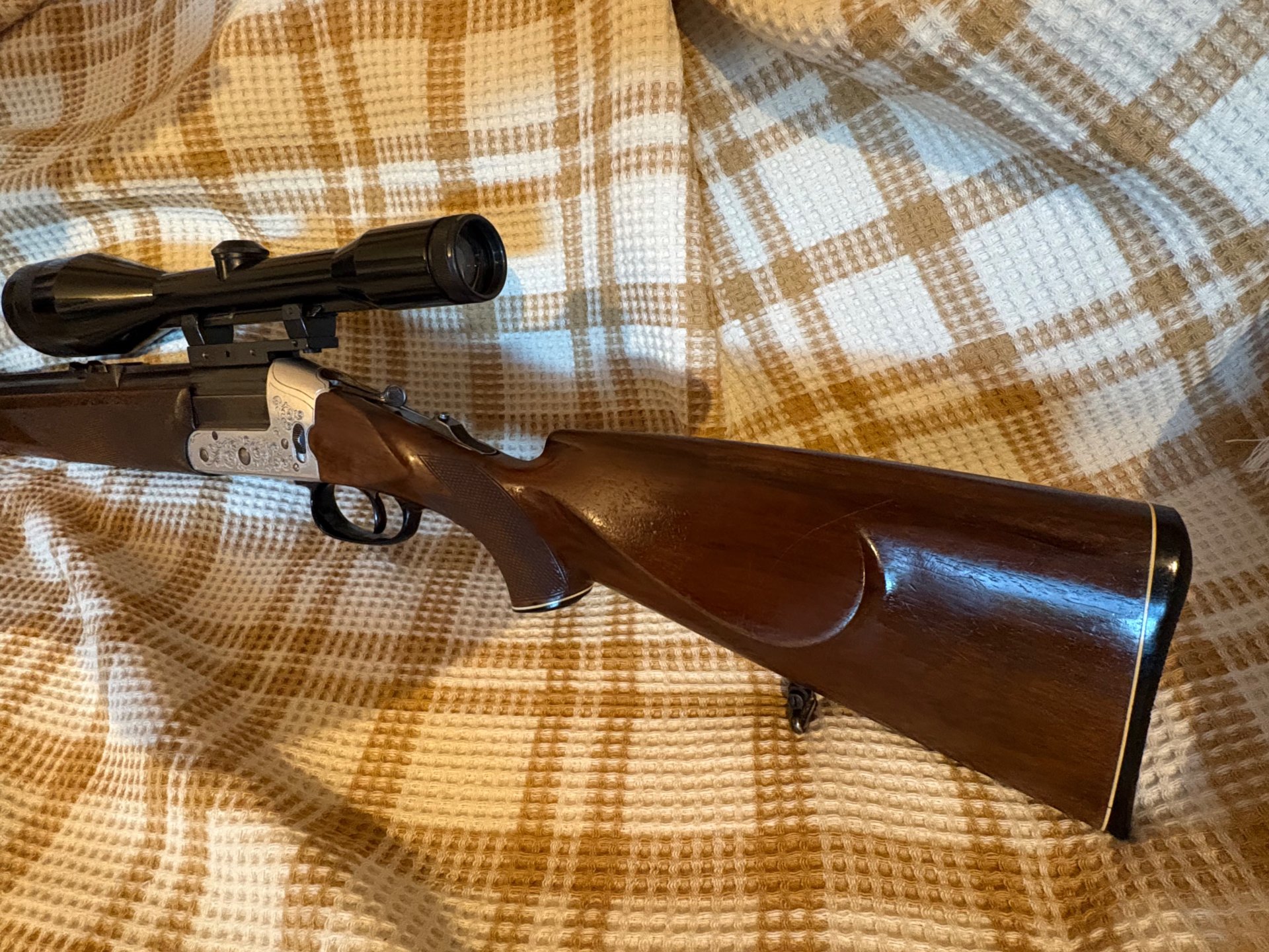 Heym Bockbüchsflinte mit Zielfernrohr, .5,6x50R Mag. und 16/70, Handspanner – Bild 4