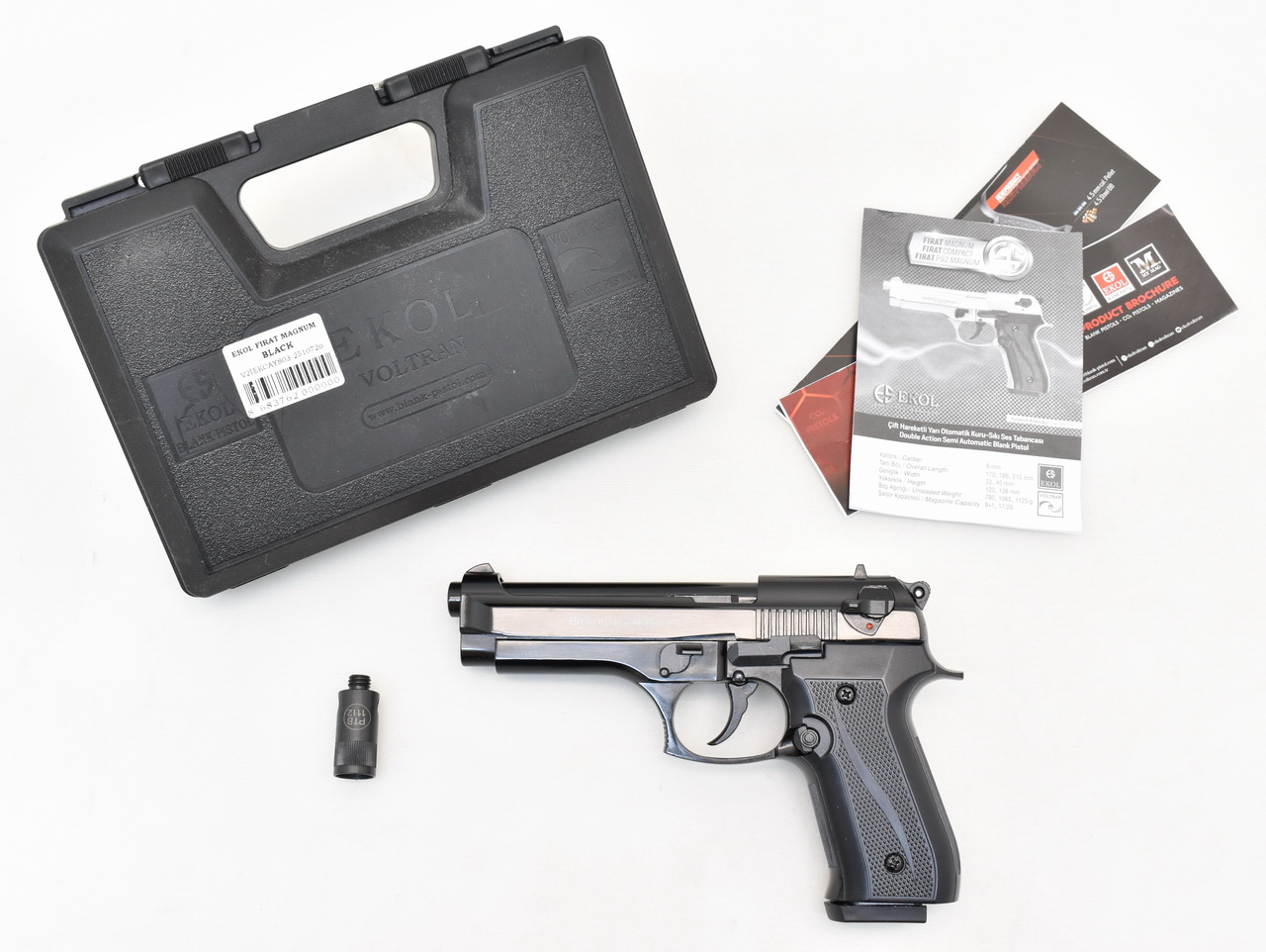 EKOL " FIRAT Magnum " BLACK Gas- und Schreckschußpistole im Kal. 9mm PAK in der OVP – Bild 1