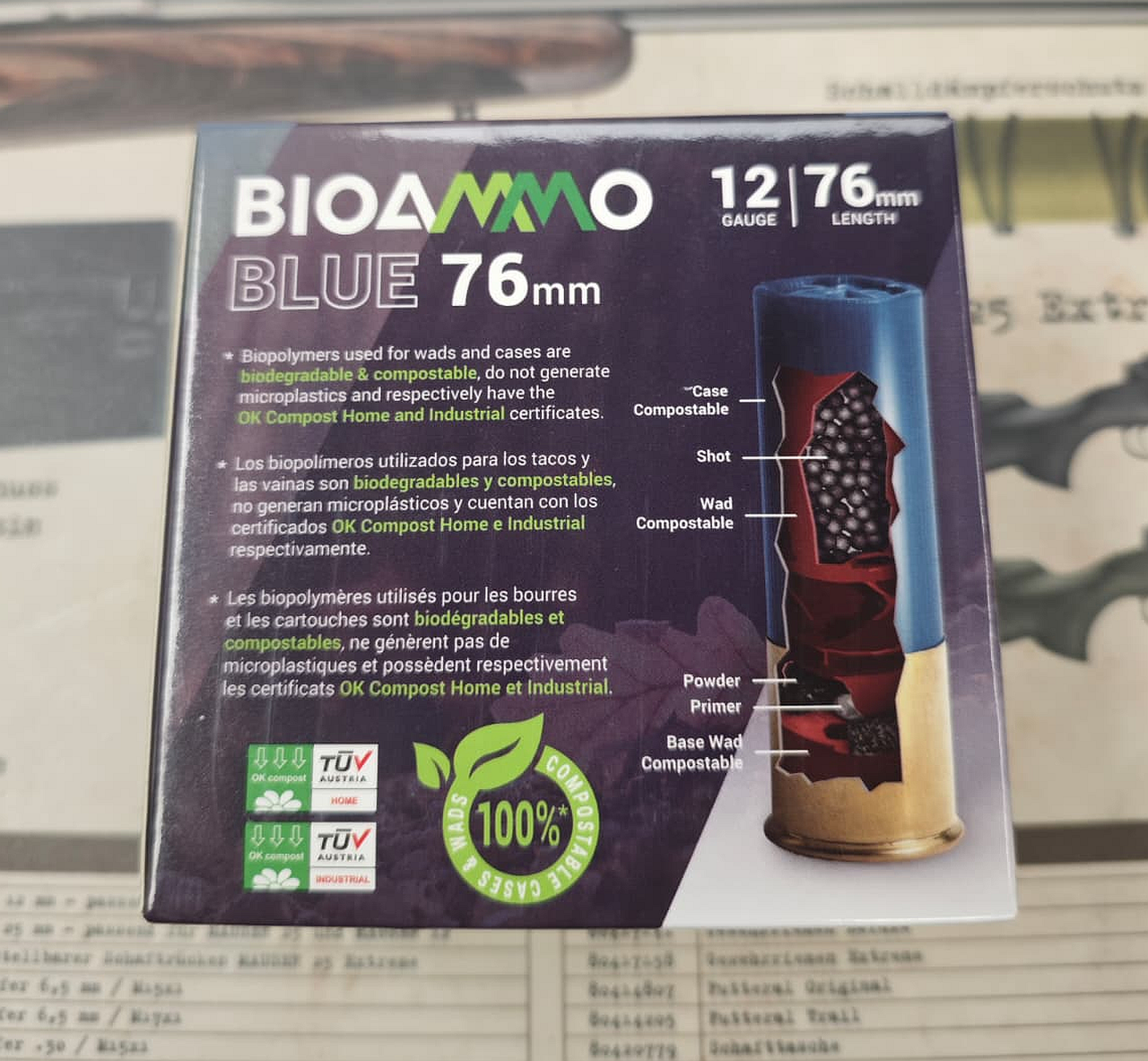 BioAMMO BLUE 76 12/76 Magnum Bleifreie Patrone ohne Stahlschrotbeschuss! – Bild 2