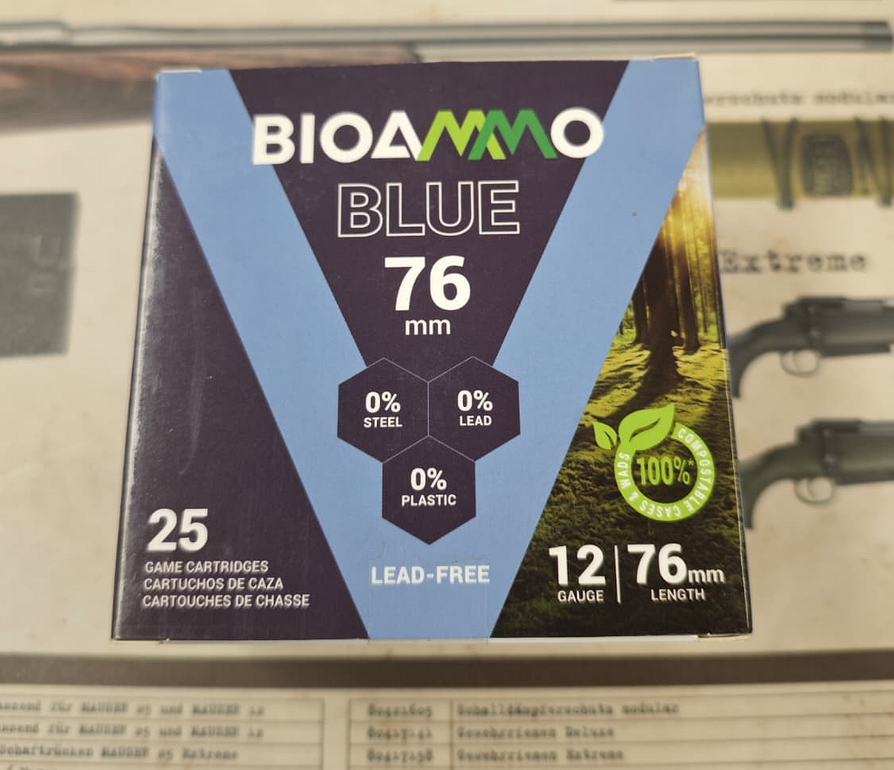 BioAMMO BLUE 76 12/76 Magnum Bleifreie Patrone ohne Stahlschrotbeschuss! – Bild 1