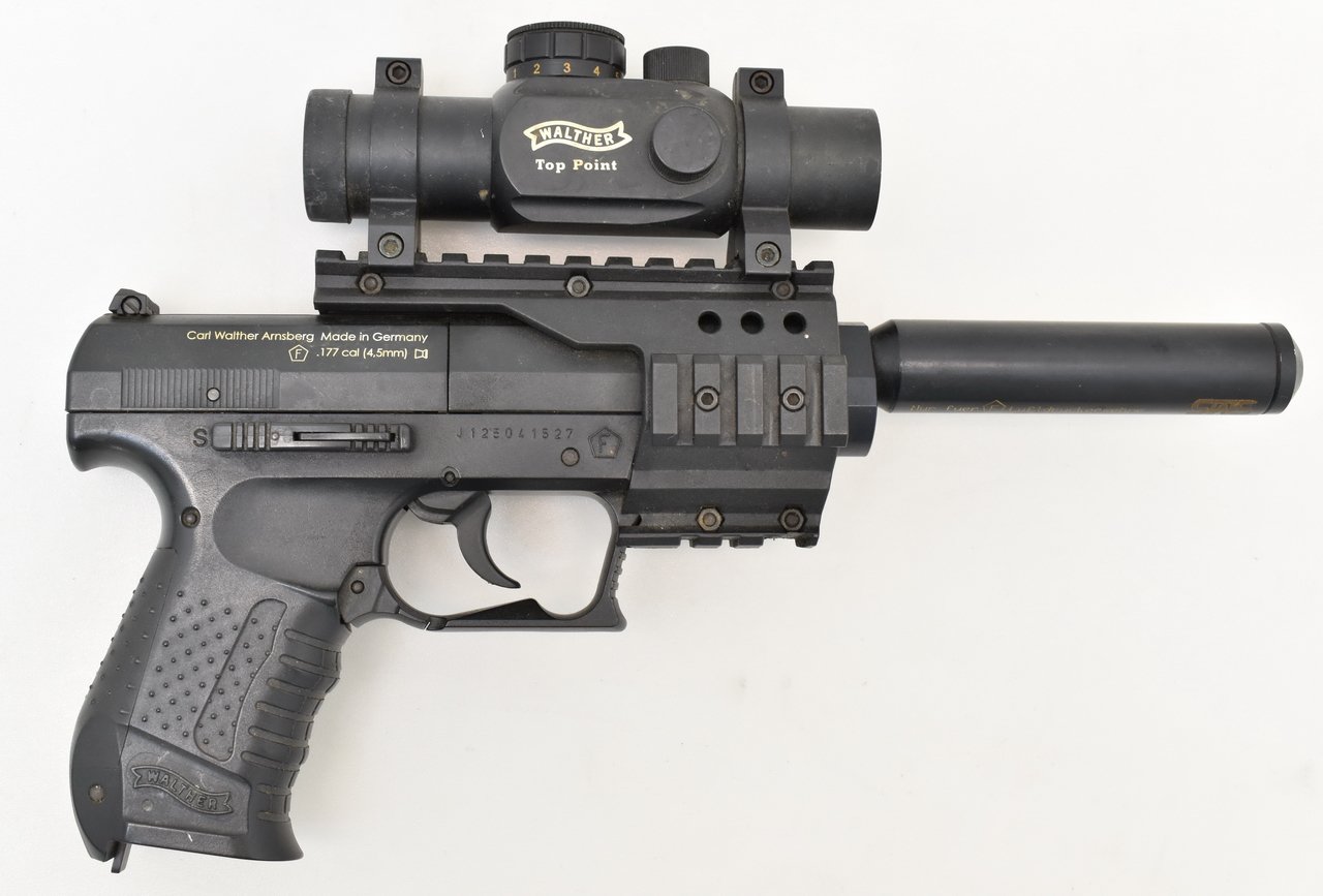Walther CO2 Luftpistole "Nighthawk" 4,5mm mit Kompensator und Leuchtpunkt – Bild 1