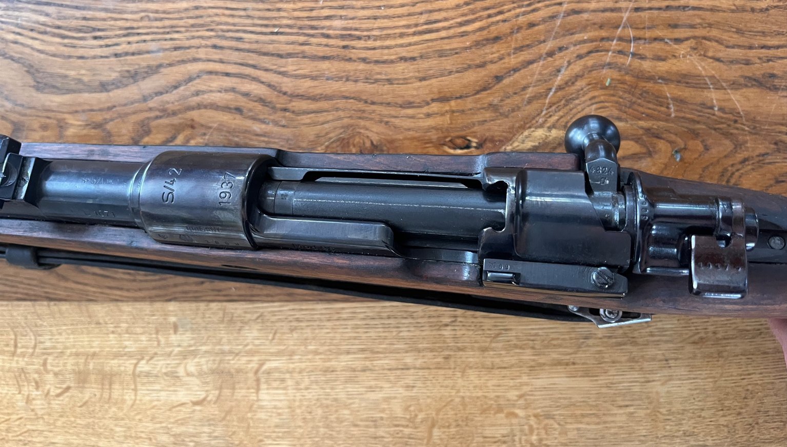 gebrauchte Repetierbüchse K 98 Hersteller Mauser S/42 1937, viele Stempel – Bild 5