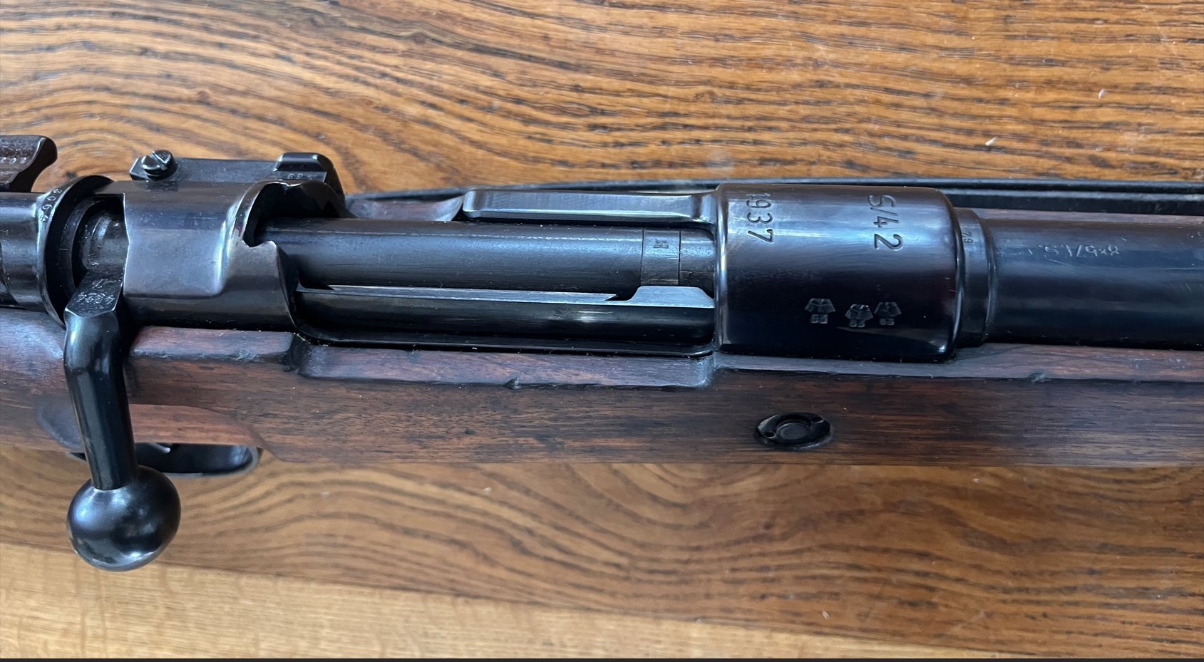 gebrauchte Repetierbüchse K 98 Hersteller Mauser S/42 1937, viele Stempel – Bild 2