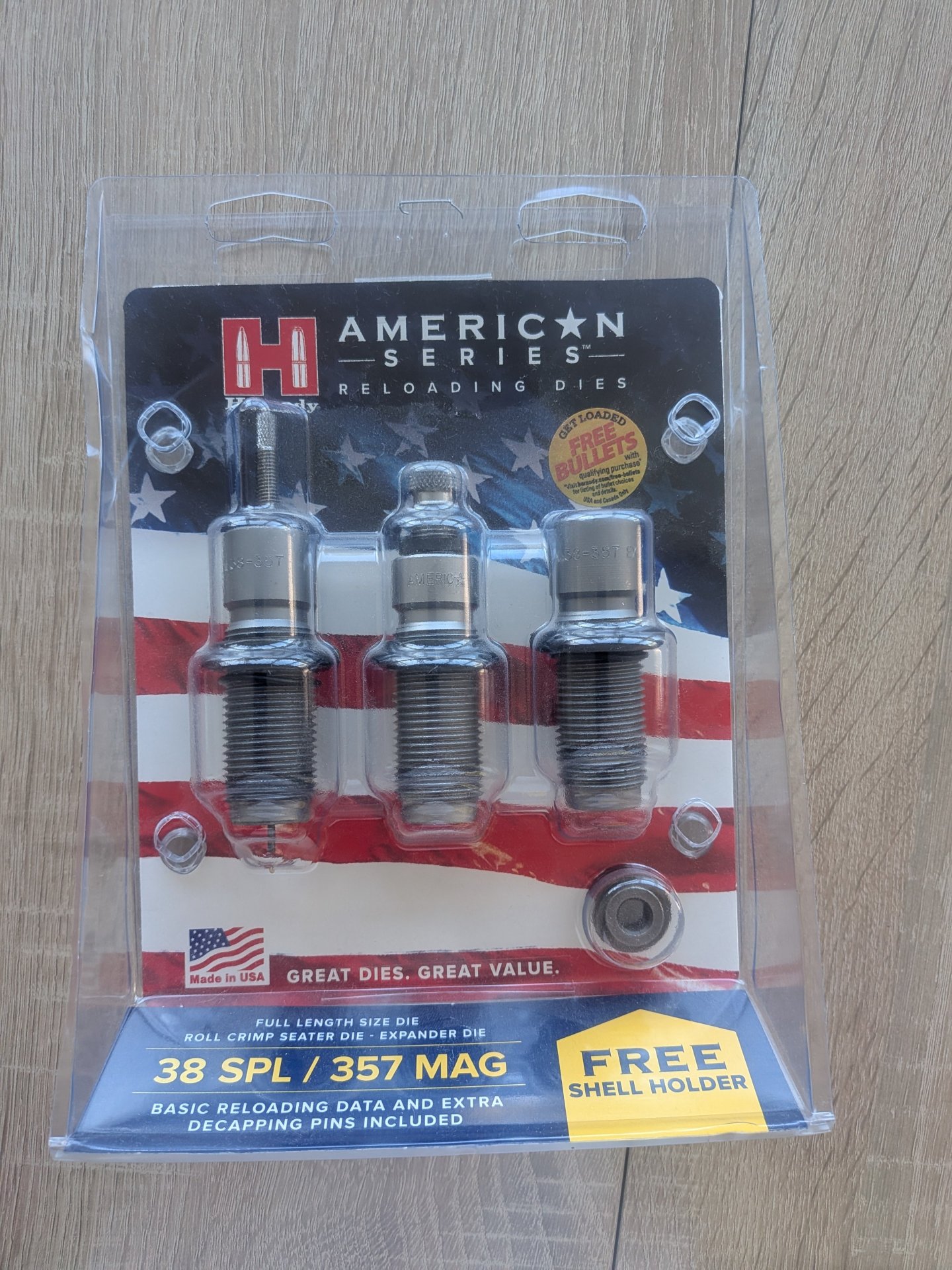 Hornady American Series 3-Die Set .38/.357 (.355) with free Shell Holder. – Bild 1