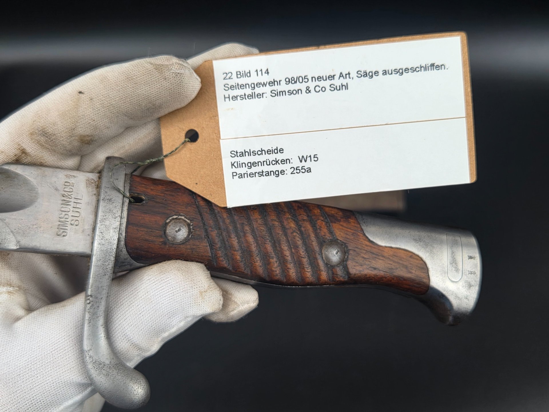 Seitengewehr 98/05 neuer Art mit Stahlscheide, Sägerücken ausgeschliffen – Bild 2