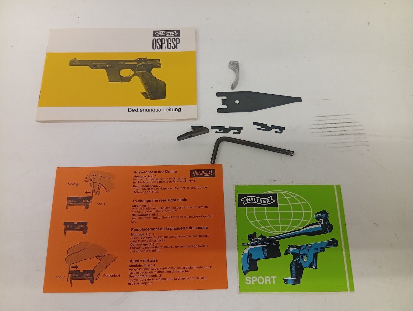 Original Walther GSP Konvolut, Korn, Abzug, Visierung, Vintage Aufkleber, usw. sehr selten – Bild 1